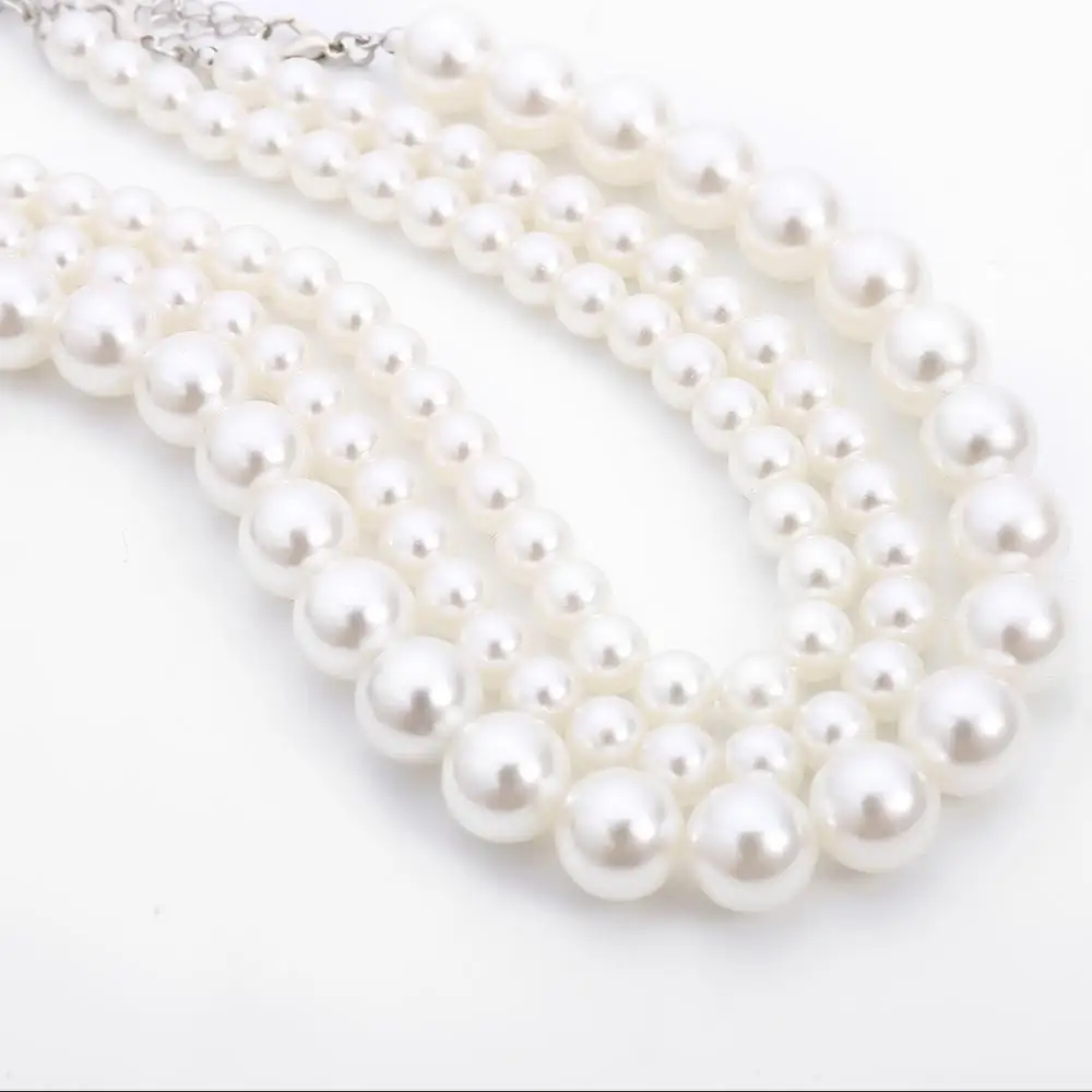 Collier de perles blanches multicouches pour femmes, perle, court, clavicule, breloque, bijoux de banquet, JOPunk, mariage, filles