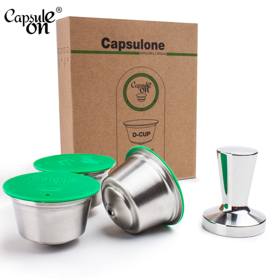 Capsulone/STAINLESS STEEL Metal capsule pod Compatible with dolce gusto Machine  Refillable Reusable capsule and tamper