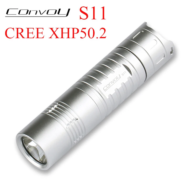 Silver Flashlight Convoy S11 Cree XHP50.2 Led Linterna Camp Torch Work Light Lantern 18650 26650 Flash Light Bicycle Lamp