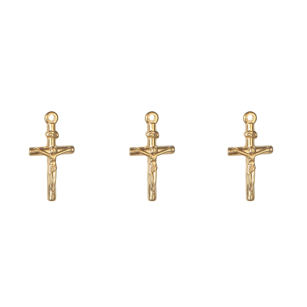 5PCS/Lot Stainless Steel Jesus Pendant For Necklace Catholic Jesus Charm Religious Jewelry Making Cross Accessories