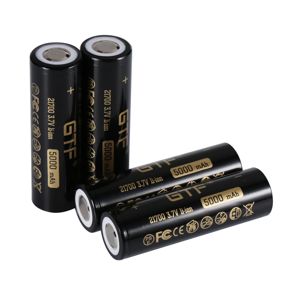 GTF 21700 3.7V 5000mAh real capacity Li-Ion Rechargeable Battery for Flashlight electronic car flat head batteries drop shipping