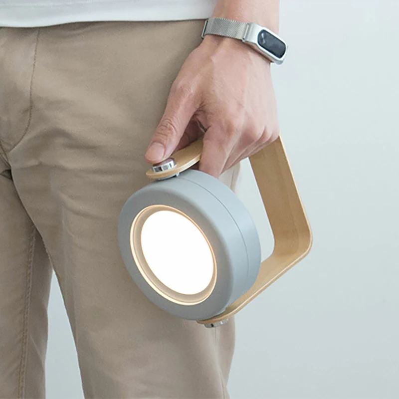 Creative wooden handle portable lantern lamp telescopic folding led table lamp charging night light reading lamp