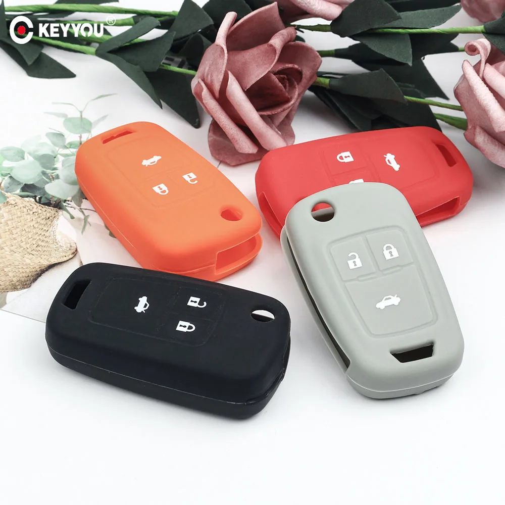 KEYYOU Silicone Key Shell 3 Buttons For Chevrolet Cruze 2009-2014 Sedan Hatchback Accessories Fob Remote Car Key Cover Case