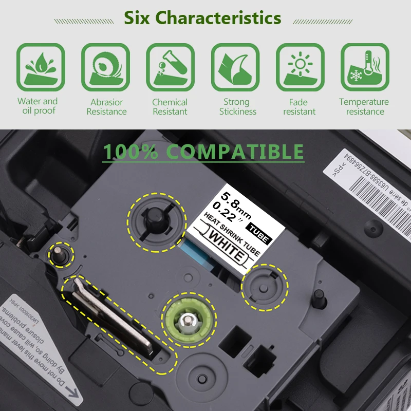 Plavetink-Cinta de Tubo termorretráctil para impresora, Hse-211, Hse-221, 241, 251, hse, 211, 221, 231, 631, 621, 641, para impresora p-touch