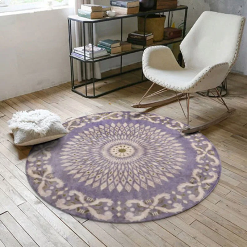 

Floor Mats Alfombra Salón Nordic Bedroom Room Round Carpets Home Computer Chair Rug 카페트 коврик для ванной Retro Pattern Circular