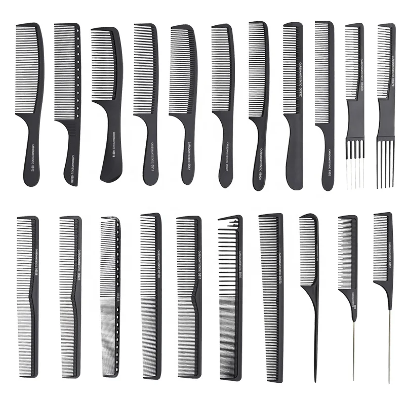 Barbershop High Quality Black Straight Hair Combs Salon Hairdressing Antistatic Carbon Fiber Comb For Barber Hair Cutting Tools