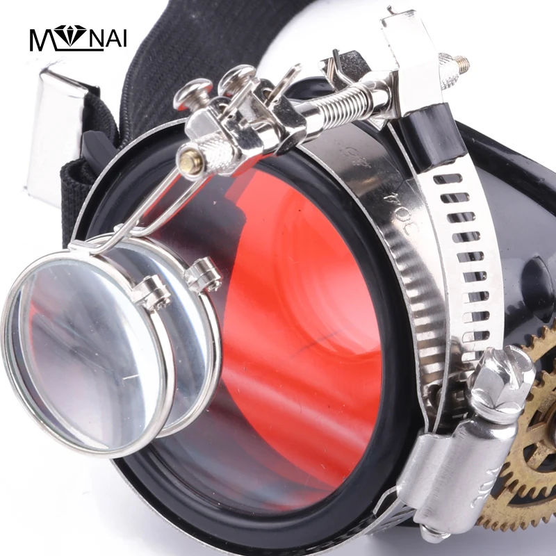 Halloween Glasses Steampunk Rivets Gears One-eyed Goggle With Removable magnifying glass Gothic Accessories Cosplay Party