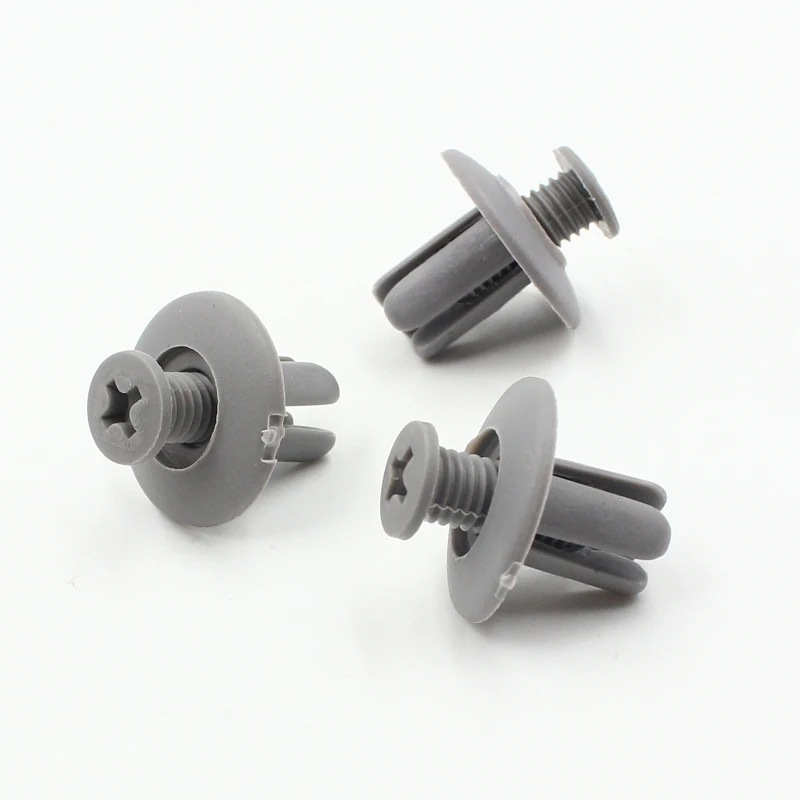 Gray 8mm Hole Plastic Screw Rivets Auto Vehicle Engine Cover Bumper Fender Door Trim Panel Push Car Accessory