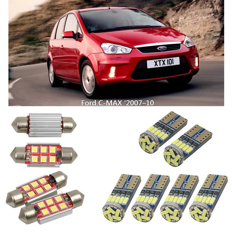 Interior led Car lights For Ford c-max dm2 minivan bulbs for cars License Plate Light 8pc