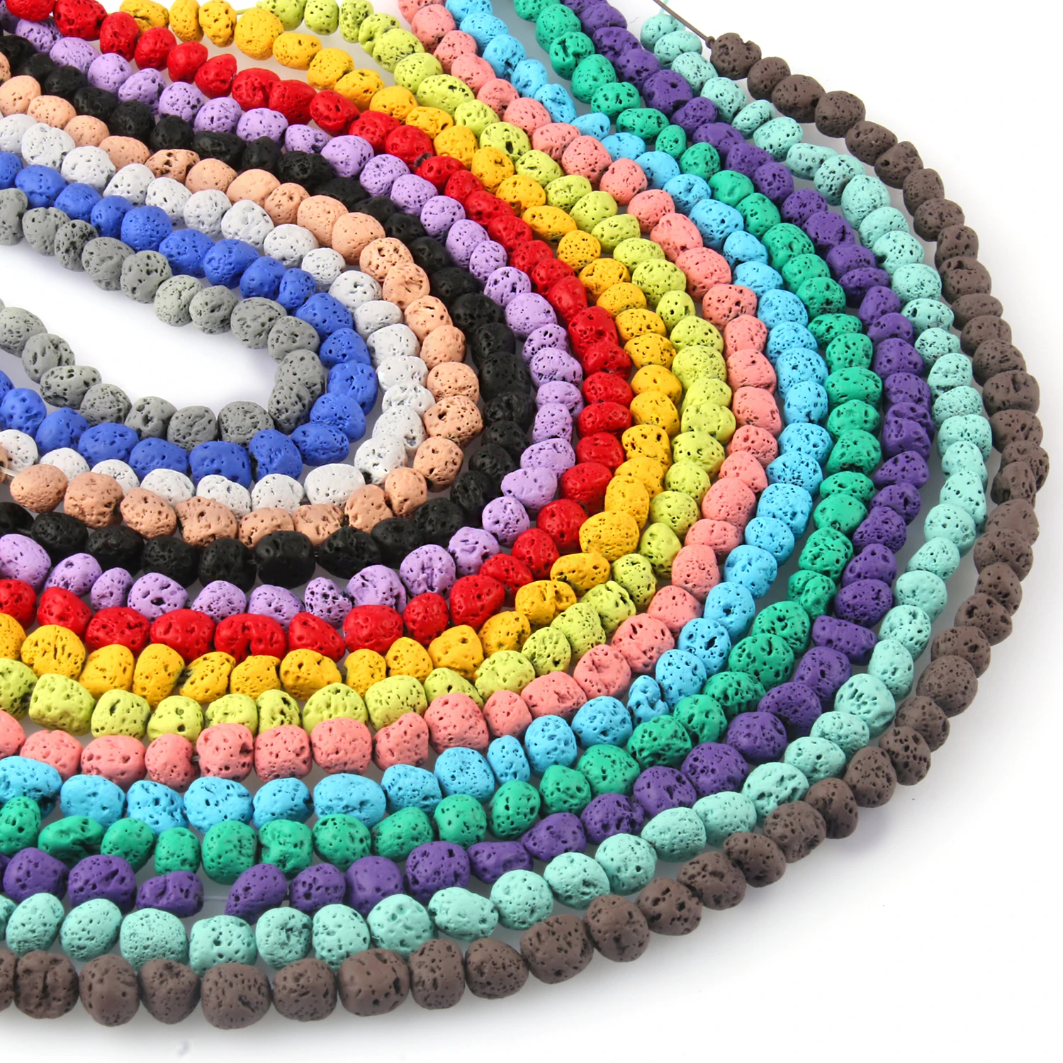 Natural Stone Colorful Rubber Volcanic Rock Lave Beads 8mm Irregular Loose Beads for Jewelry Making DIY Bracelet Necklace 15''