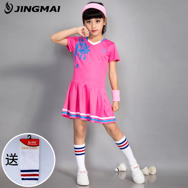 Children\'s Tennis Badminton Dress Girls Breathable Quick Dry Summer Tennis Suit Sports Dress with Short Pants