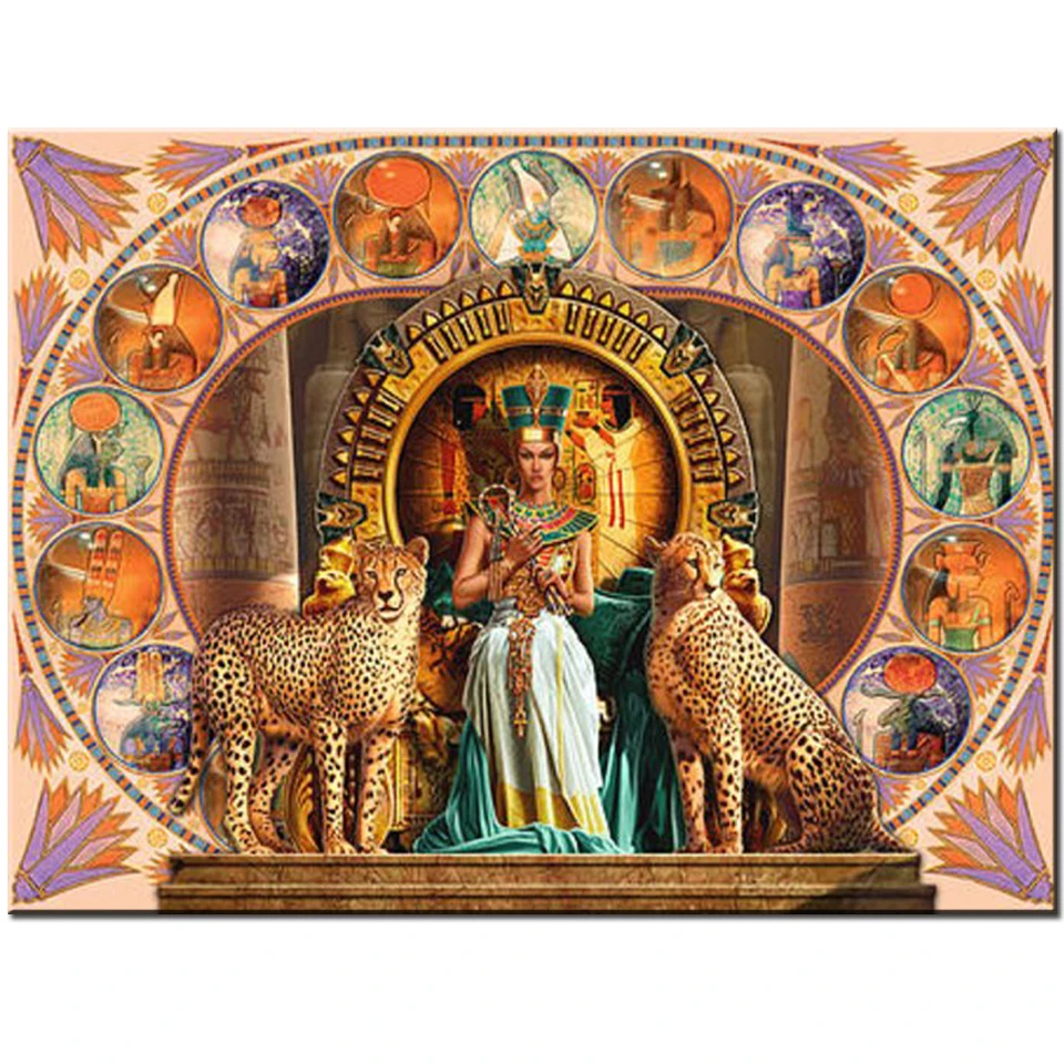 Queen of egypt leopard diamond painting full square round drill rhinestone embroidery Crystal Diamond Portrait 5d diy k1939