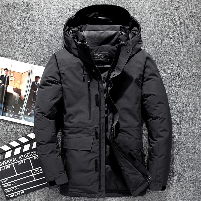 

High Quality White Duck Down Jacket Men Thick Winter 2021 New Hat Detached Warm Parka Waterproof Windproof -30 degrees 3069