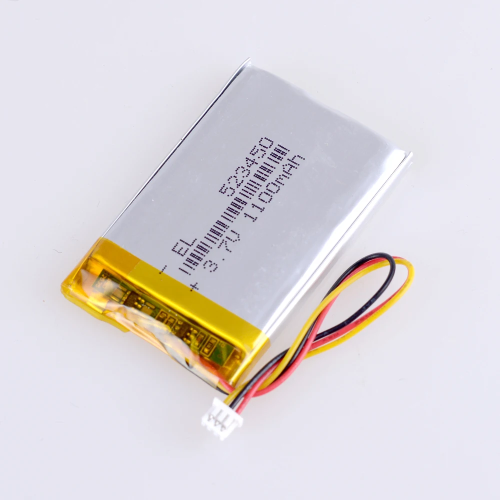 3.7V 1100MAh 523450 JST 1.25Mm 3pin Plug Lithium Polimer LiPo Baterai Isi Ulang untuk MP3 DVD PAD Kamera Perekam Speaker