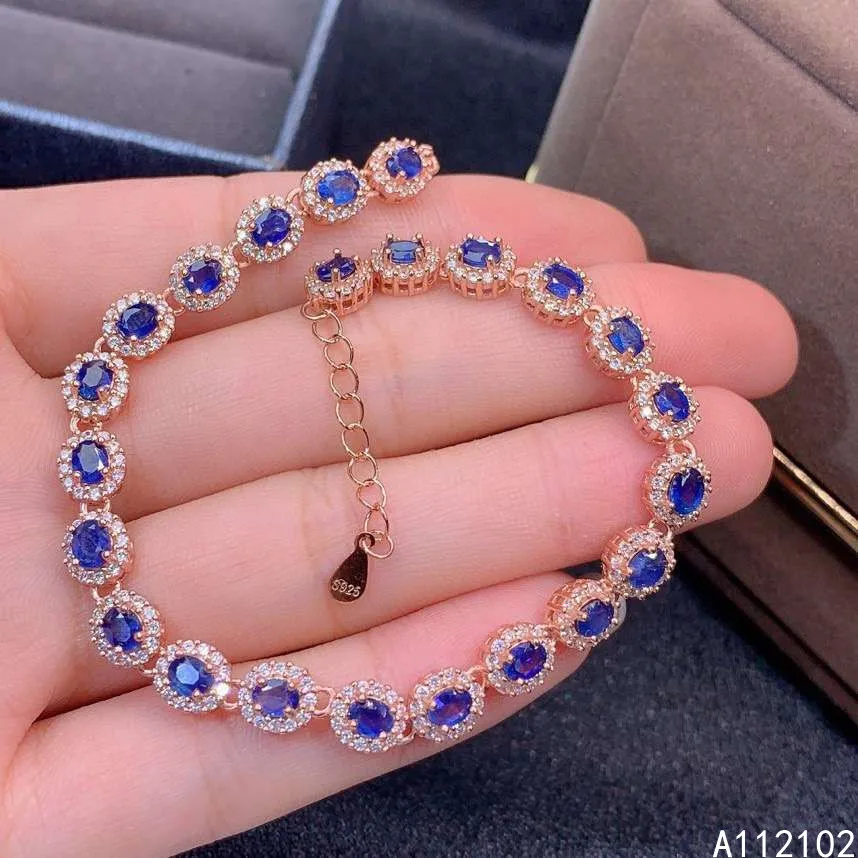 KJJEAXCMY fine jewelry 925 sterling silver inlaid natural sapphire popular girl new hand bracelet support test Chinese style