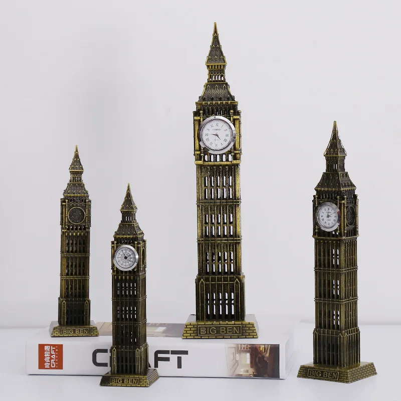 London Big Ben Model Decor Home Office Window Table Ornaments Souvenir Vintage Decoration Figurine Miniature Chic Zinc Alloy