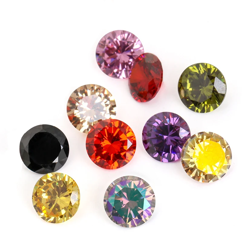 4-10mm Pointback Zirconia Rhinestones Round Shape Zircon Crystals Jewelry Stone Zirconia Colorful Glue On Strass