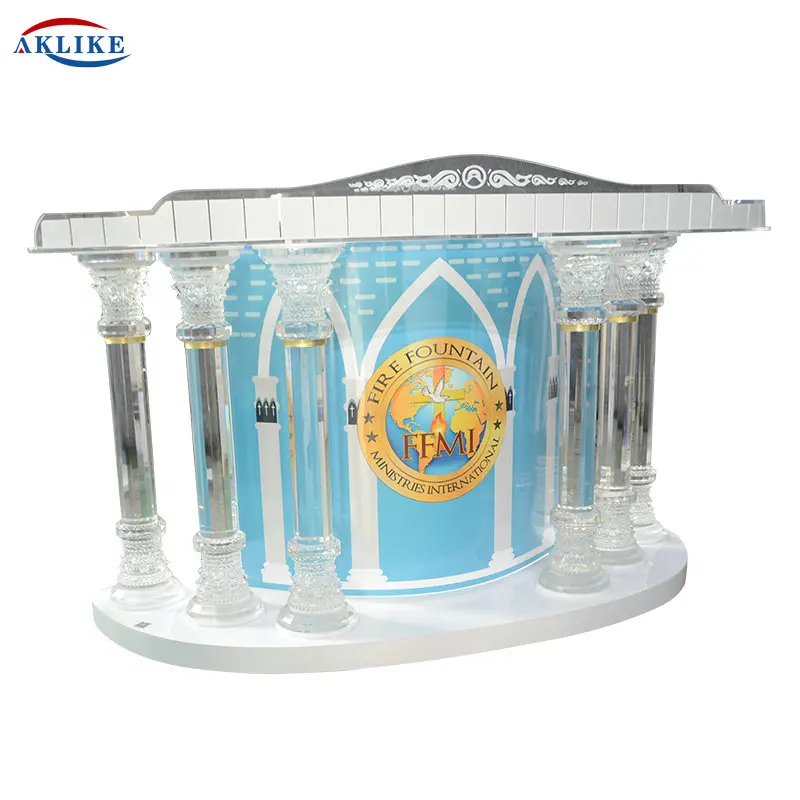 2024 Modern Clear Podium Outdoor Rostrum Well-made Lectern Exquisite Crystal Pulpit Acrylic Furniture Bishop Speech Lectern