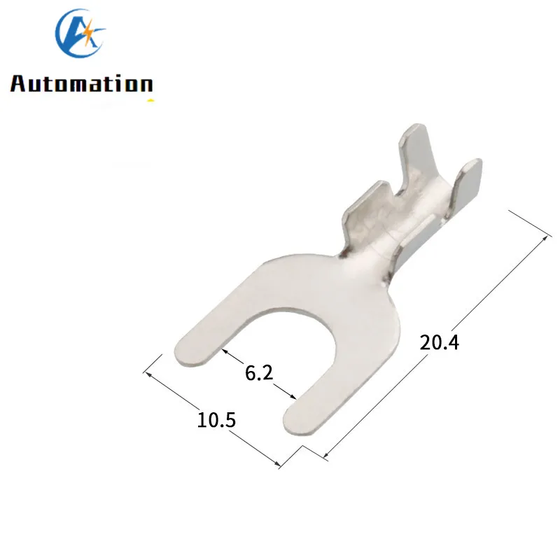 100pcs 4.2mm Fork Terminal Block Fork-shaped Bare cold-pressed Terminal U-shaped Y-shaped Lug Grounding Lug 3.2 4.2 5.2 6.2 8.2