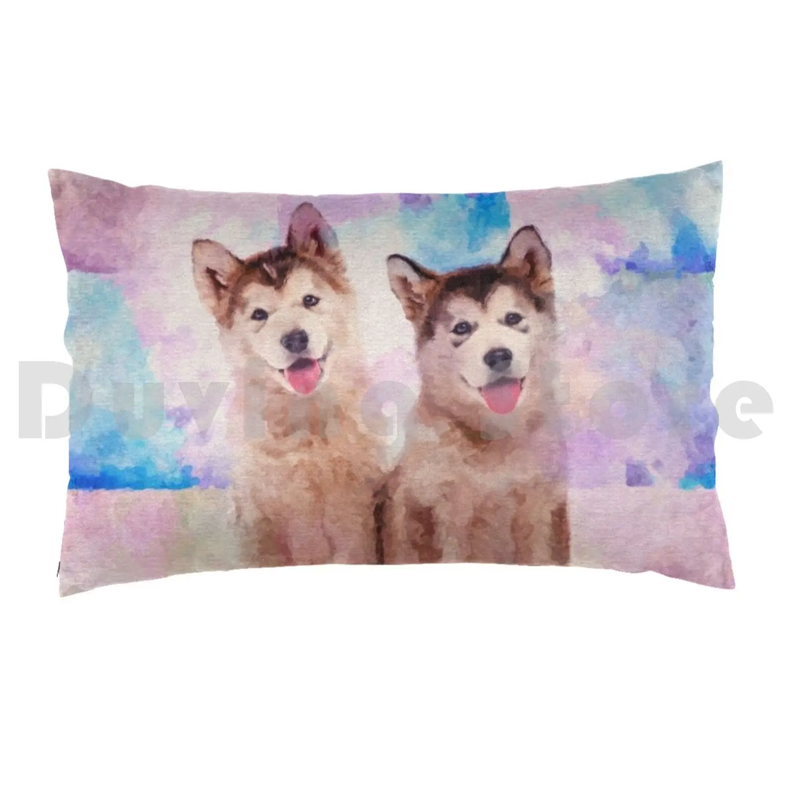 Alaskan Malamute Puppies-Pastels Pillow Case Printed 35x50 Alaskan Malamute Alaskan Dog Puppy Cute Malamute Mal