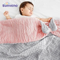 Sunveno Baby Blanket Soft Fleece Double Layer Dotted Backing Winter Newborn Bedding Set Muslin Plush Quilt Crib Stroller Blanket