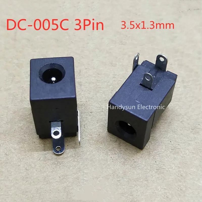 Toma de corriente de CC DC-005C, Base hembra, 3,5x1,3mm, interfaz de alimentación de CC directa de 3 pines, adaptador de conector de montaje en Panel de cobre medio