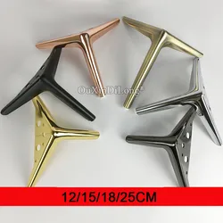 Patas de Tres patas para muebles de TV, soportes de Metal para sofá, mesa de centro, cama y gabinete, color negro/dorado/bronce, GF608, 4 Uds.