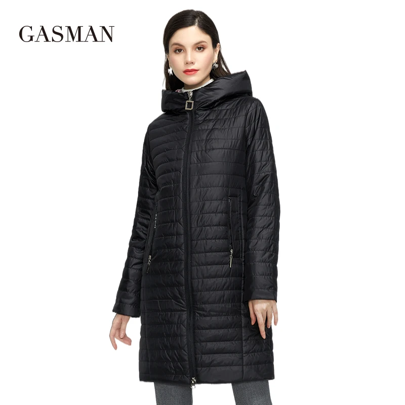 GASMAN 2022 new Women\'s spring jacket long thin cotton zipper hooded fashion parka coat women lightweight autumn jackets 20155