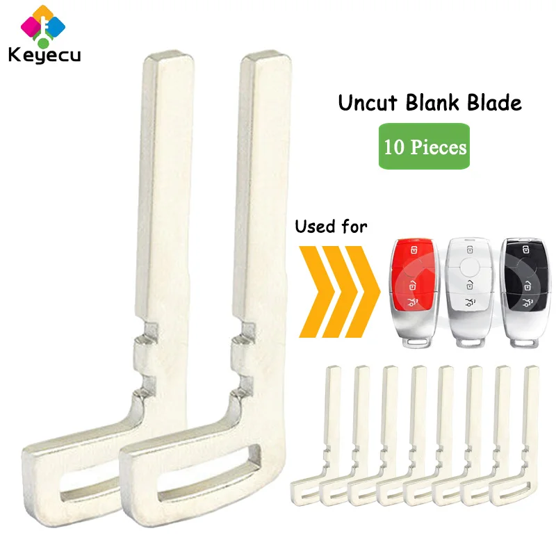 

KEYECU 10 Pieces Smart Remote Uncut Emergency Insert Key Blade for Mercedes Benz E200 E250 E400 E500 E43 AMG 2017 2018 2019 2020