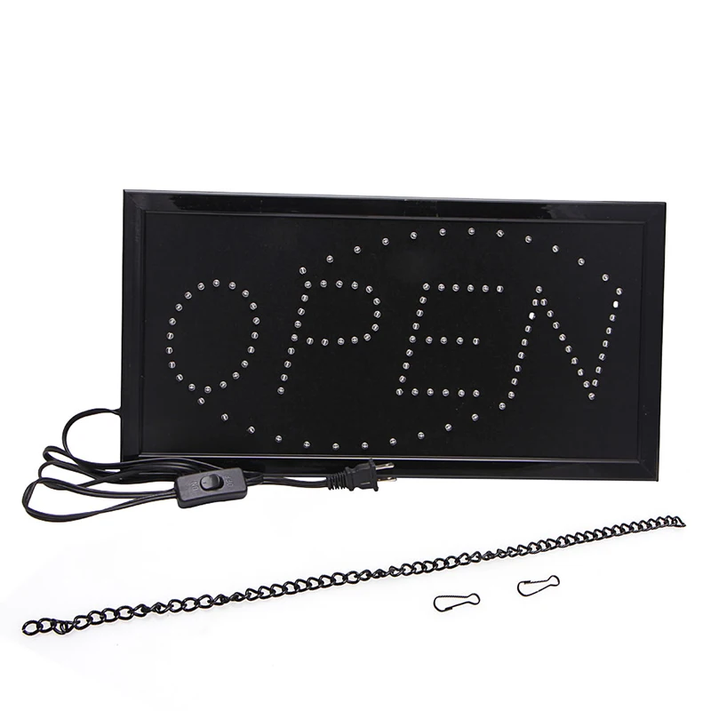 Neon Plate Bright Animated Motion Running Neon LED Business Store Shop OPEN Sign standard two prong Switch US plug 48X25x2cm