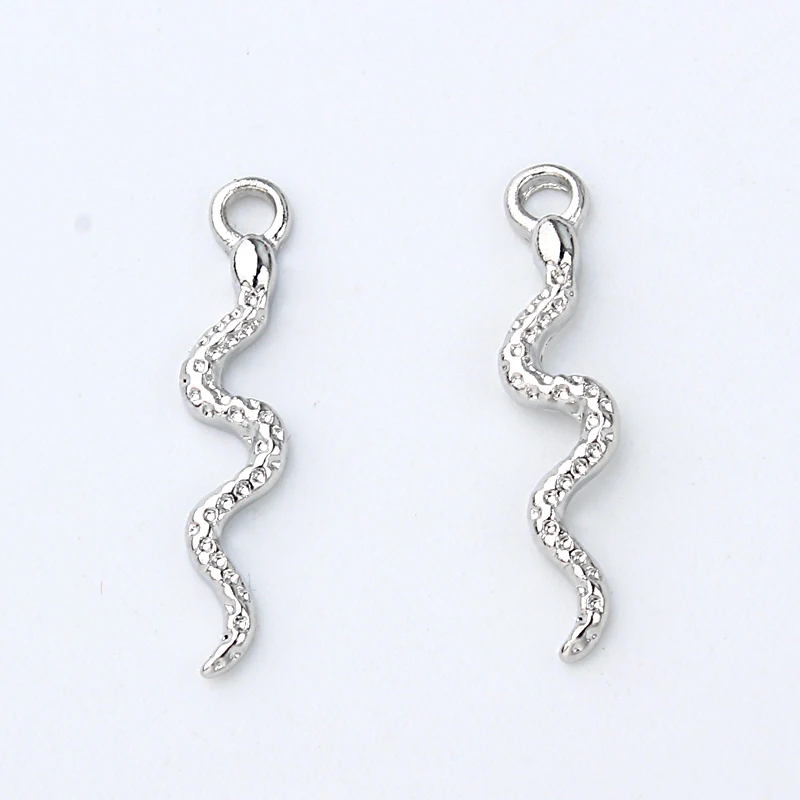 10pcs Punk Hippocampus Snake Earring Alloy Rhinestone Charms Small Earrings Bracelet Connector Findings For Jewelry Make