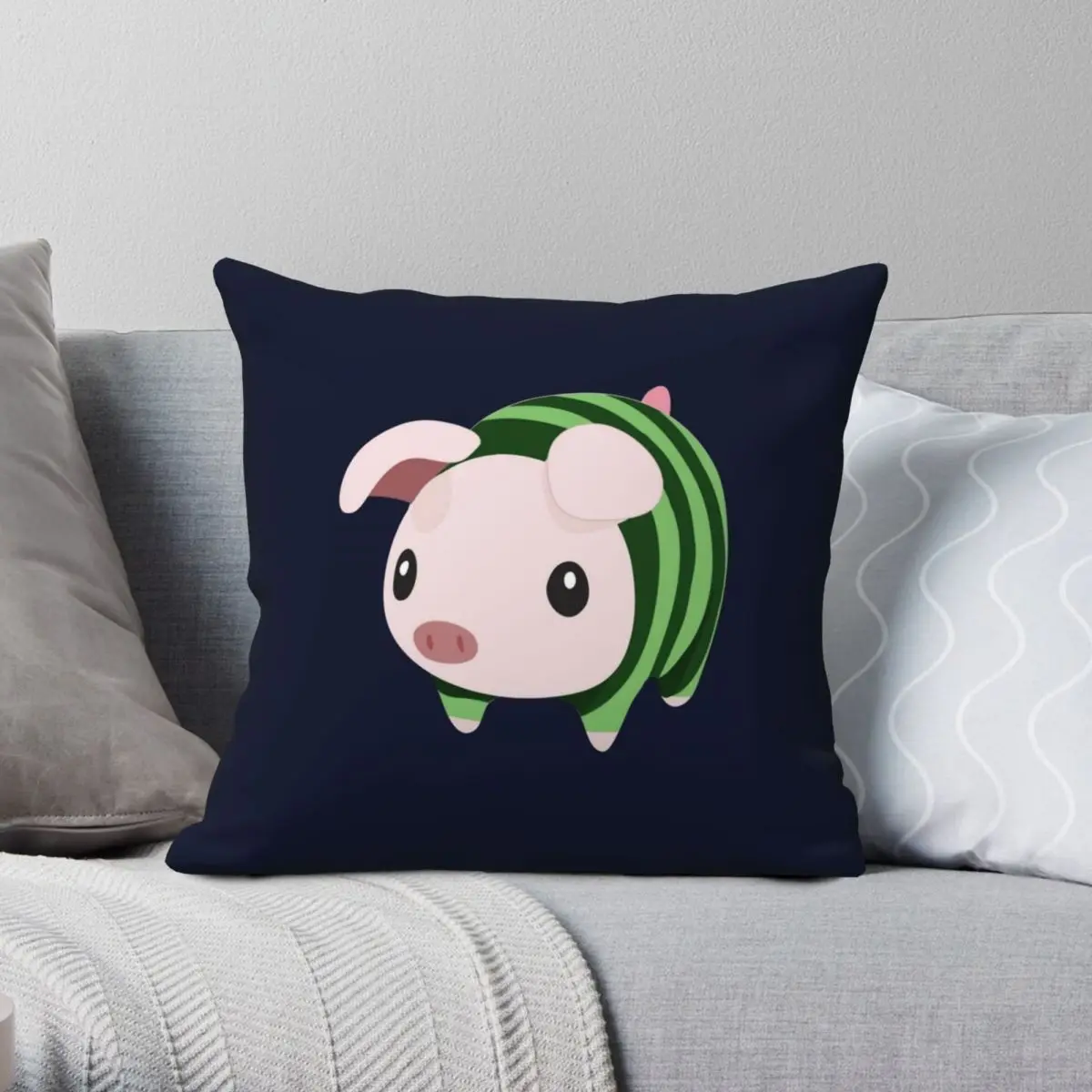 Poogie Piggie Monster Hunter Watermelon Square Pillowcase Polyester Linen Velvet Zip Throw Pillow Case Home Cushion Cover