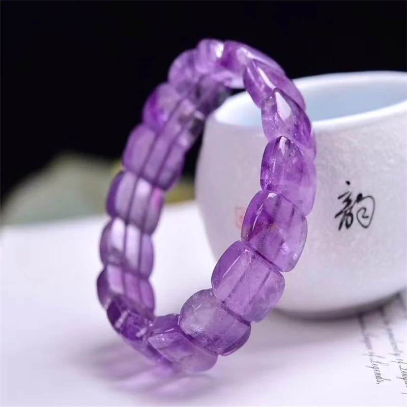 Amethyst Hand Row Women's Hour Style Bracelet Natural Healing Crystal Party Birthday Gift