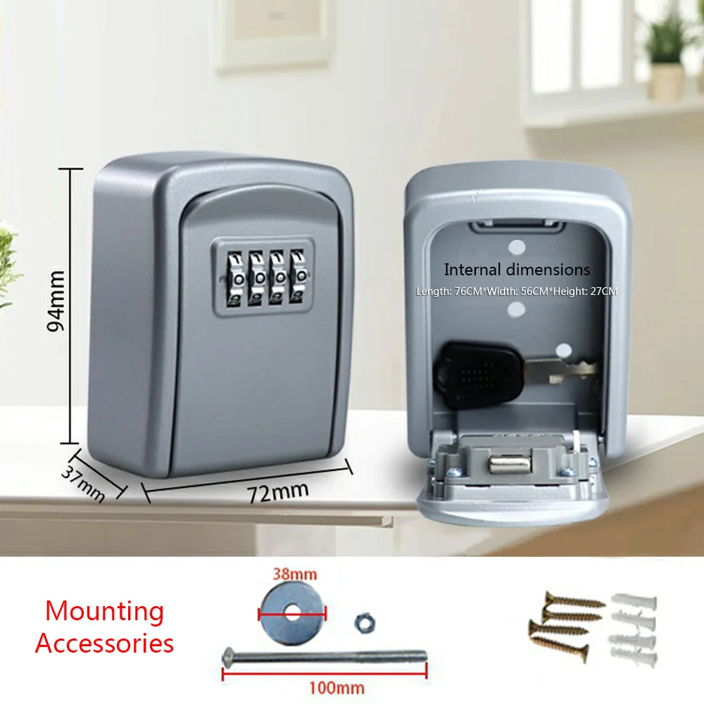 Mini Solid Color Key Box Password Lock Door Cat Eye Metal Outdoor Wall-mounted Anti-theft Lock Box for Home Indoor Security