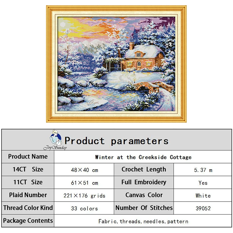 Cabin scenery series stamped cross stitch DIY handmade needle and thread kit Aida 14CT 11CT printed canvas fabric embroidery set