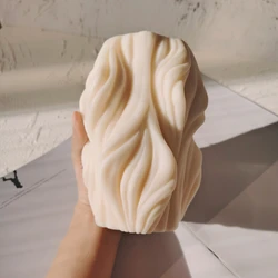 Unique Candle Mold Carved Wavy Candle Abstract Art Geometric Irregular Silicone Candle Molds Kit Home Decoration