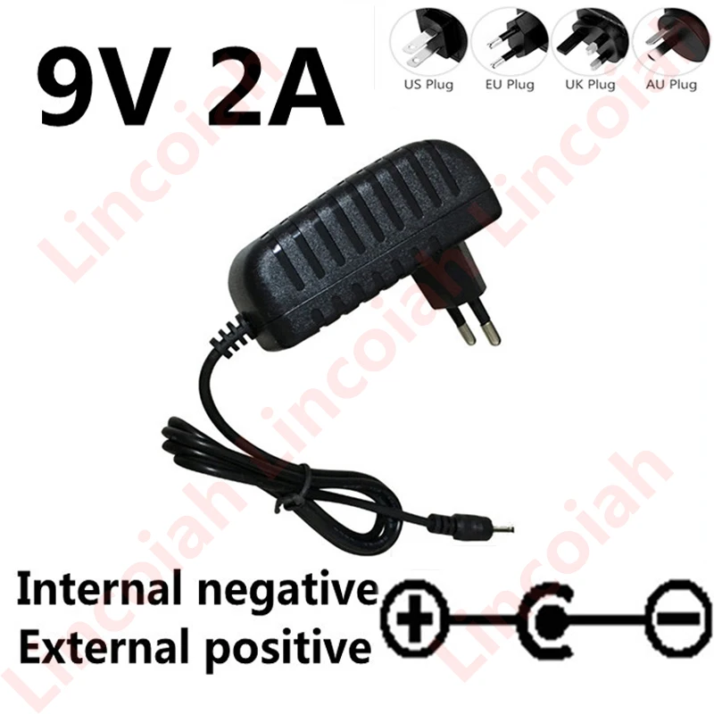 1PCS AC/DC 9V 2A 2000mA Powe adapter Reverse Polarity Negative Inside 9V 1.5A 9V2A DC Plug 5.5mm x 2.1mm-2.5mm