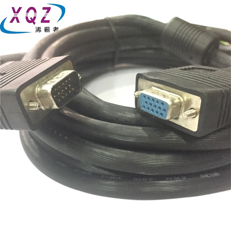 สาย VGA Vga ชายหญิง HD15pin M/F 3 + 6ทองแดงบริสุทธิ์แจ็คเก็ต Pvc สีดำ1.5M3M5M10m