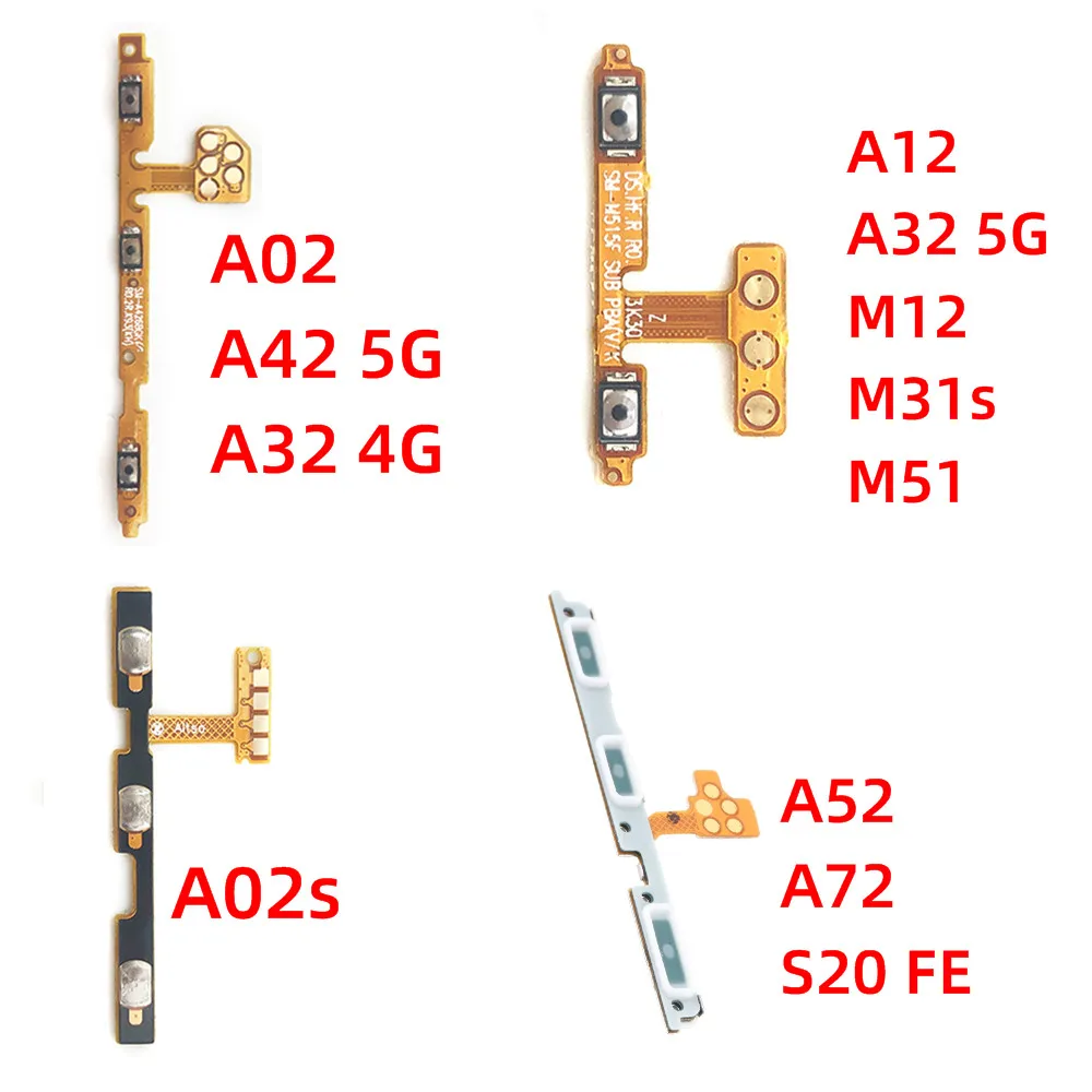 New Power Switch Button Volume Key Flex Cable For Samsung Galaxy A02 A02S A12 A32 A52 A72 S20FE M12 M31S M51