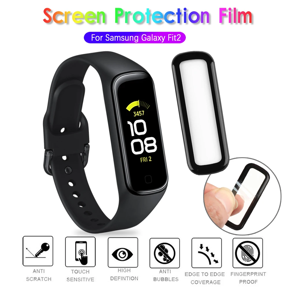 3D Clear Fingerprint Proof Protective Film For Samsung Galaxy Fit2 Soft Fibre Glass Full Coverage Guard Cover Screen Protector