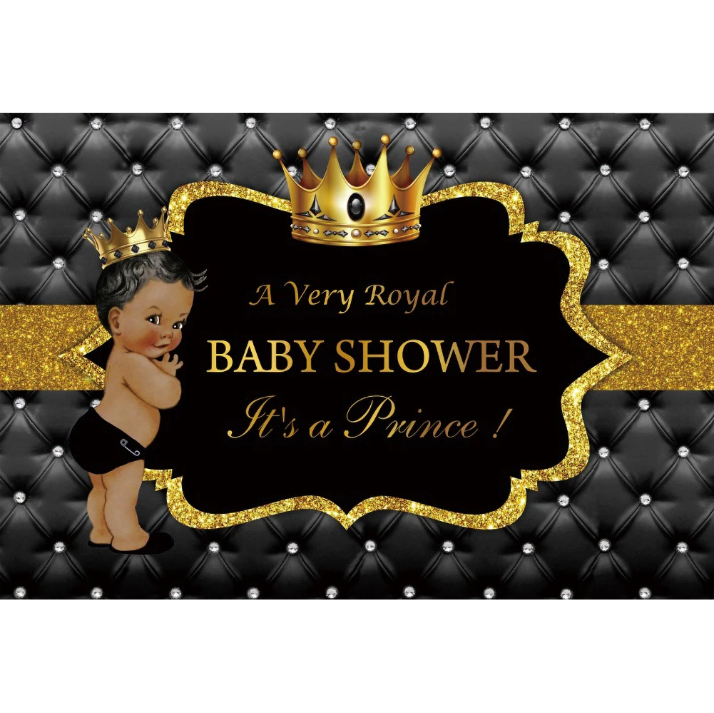 الأمير خلفية التاج الملكي استحمام الطفل حفلة انها الأمير الأسود اللوح الأمامي الاحتفال مخصص ملصق الطفل صورة الصورة
