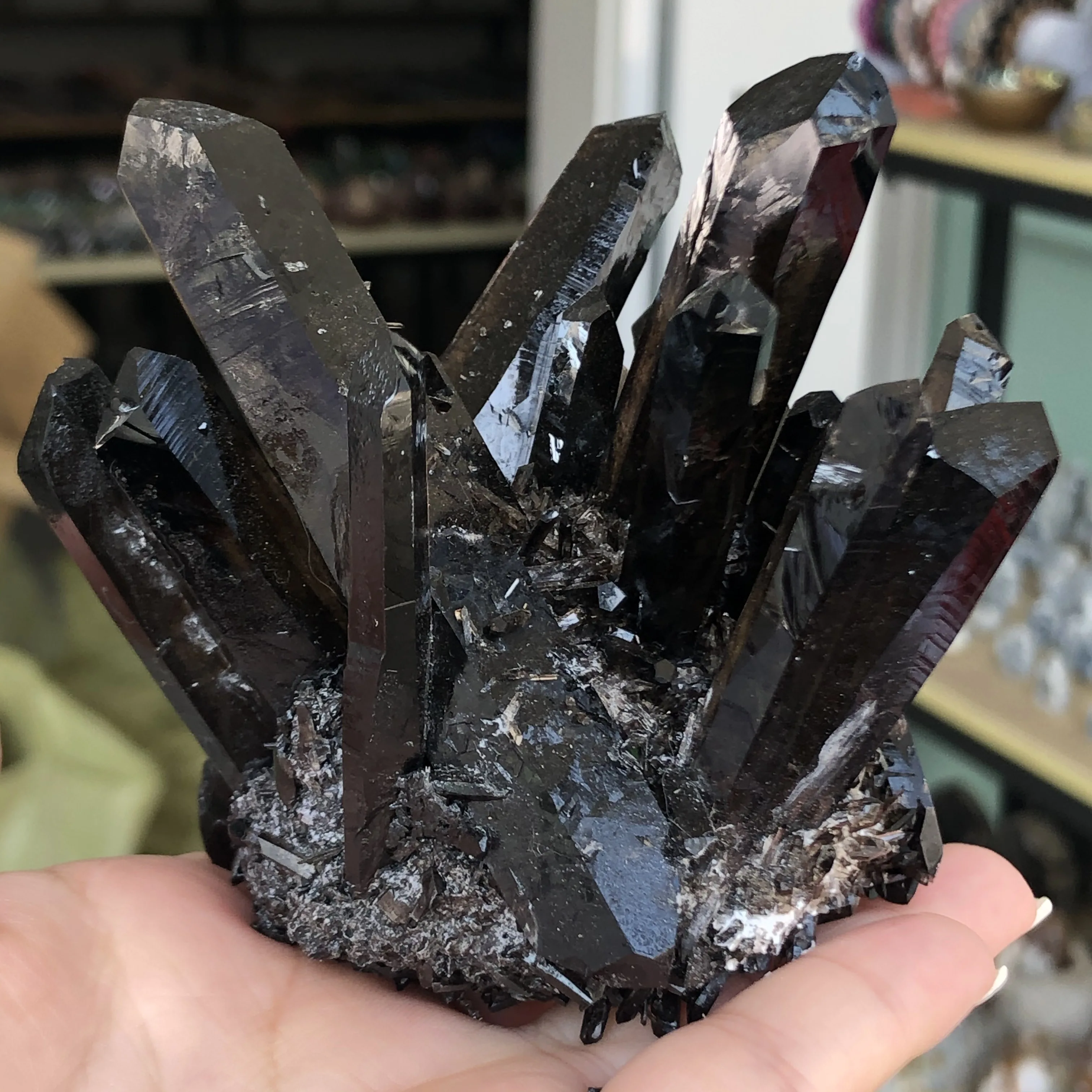 Natural Rock Quartz Crystal Cluster Black Crystal Mineral Specimen Home Decoration Healing Gemstone
