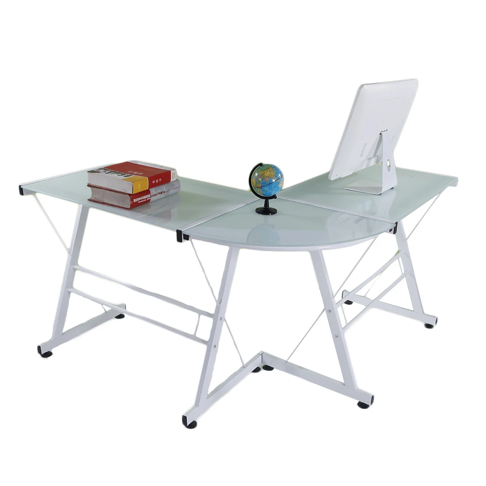 L-Shaped Durable Stalinite Splicing Computer Desk 402C White