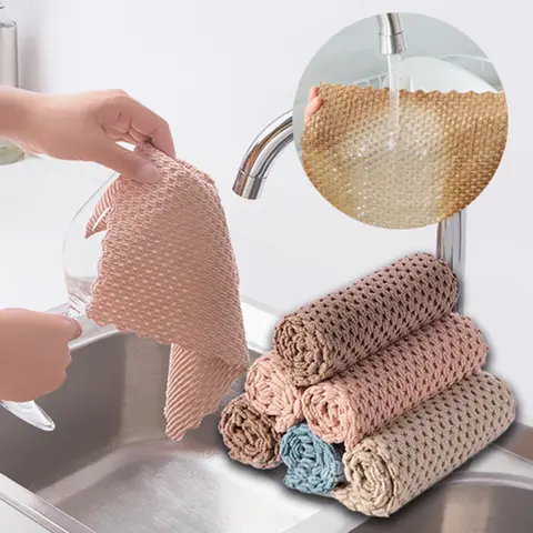 Kitchen Microfiber Cleaning Cloth Absorbent Dish Towel