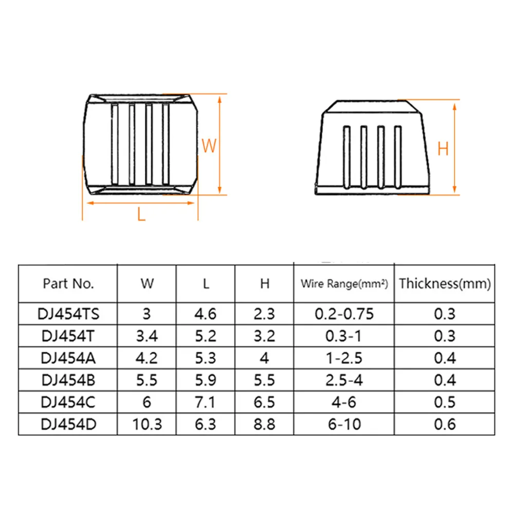 100pcs/lot  U-Shaped Crimping Terminal H62 Brass Wire Buckle Poly Wire Nose Wire Connector 454TABC 0.2-10mm2