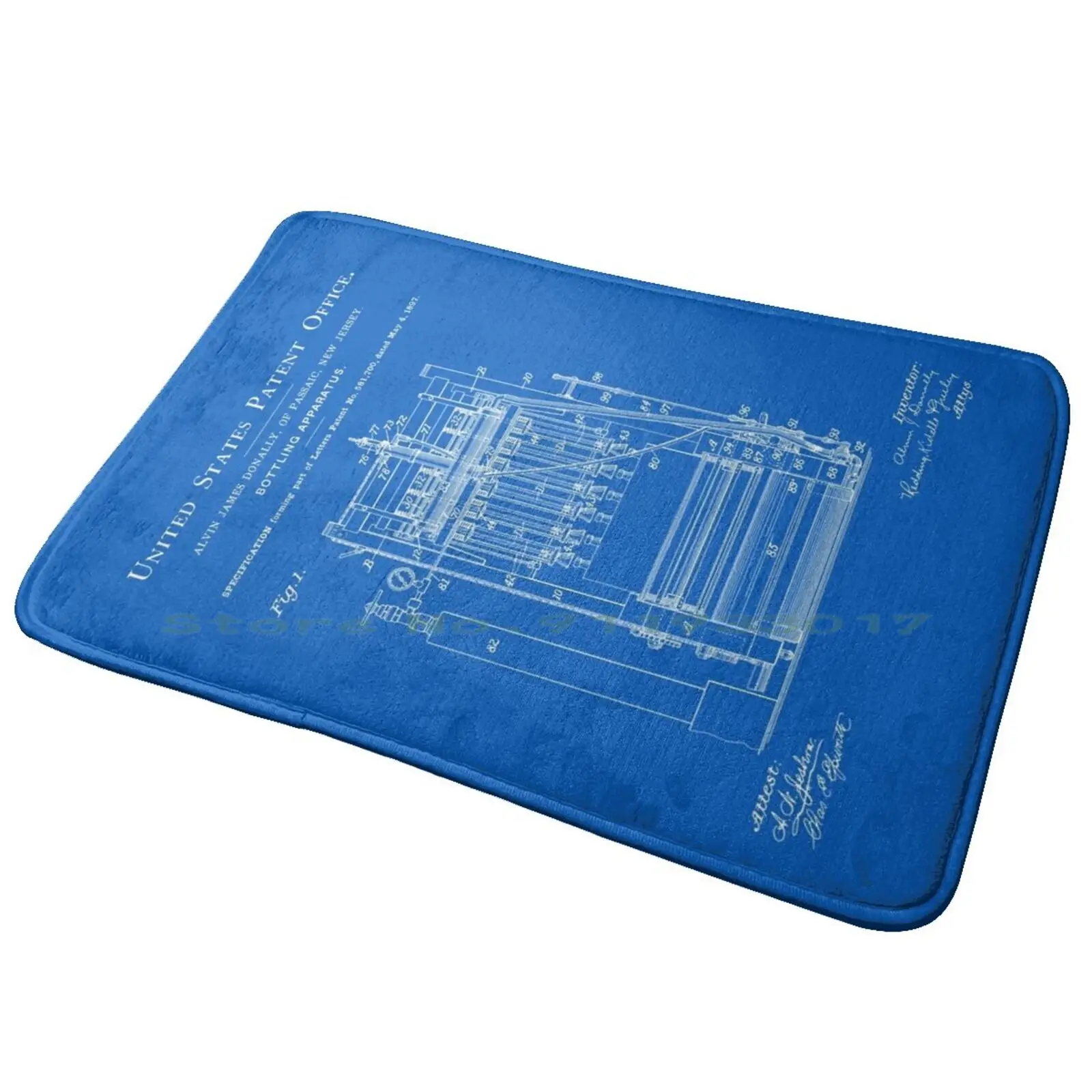 Beer Bottler Patent-Blueprint Entrance Door Mat Bath Mat Rug Jesus Christianity Faith Saints Harmony Bro Fast Black Lives