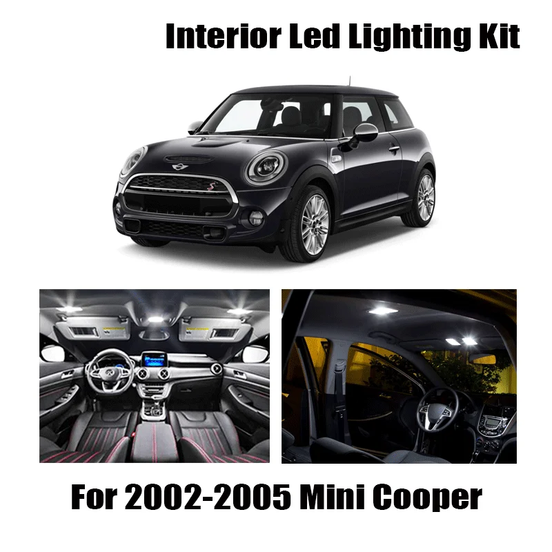 

9pcs White LED Light Bulbs Interior Kit For 2002 2003 2004 2005 Mini Cooper Map Dome License Plate Lamp Canbus Car Accessories