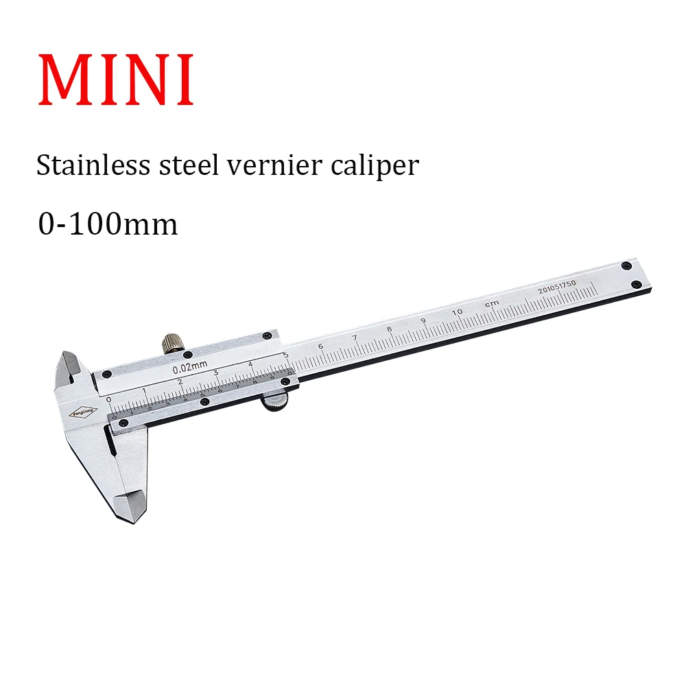 Mini Stainless Steel Vernier Caliper 0-100mm Measuring Tool 0.02mm High Precision Measuring Instrument Working Measuring Caliper