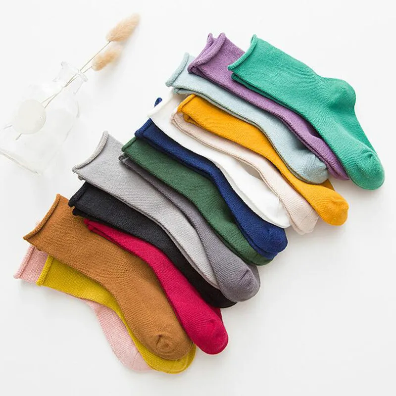 2018 autumn new children's solid color cotton baby socks multicolor boys and girls socks