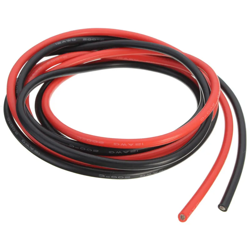 2M Two Wires 12/16/18/20/26/28/30AWG Silicone Wire SR Wire Flexible Stranded Copper Electrical Cables 1M black+1M Red For RC